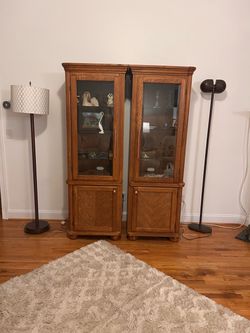 Pair Oak Cabinets