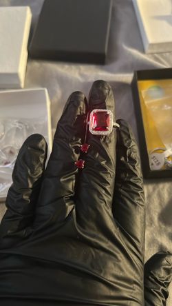 Ruby Ring, And Matching Heart Earrings