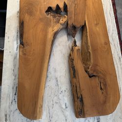 Mid Century solid cheek, wall, wood sculpture