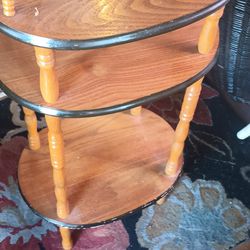 Wood lamp stand, plant stand /3 shelves good condition $20 about 28-1/2 in tall, 15-1/2in L, 12in W