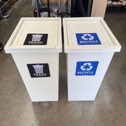 Set of 2 IKEA FILUR Trash Bin with Lid and Sticker Very Clean and Good Condition