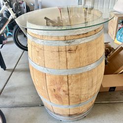 Barrel Decor With Glass Top 