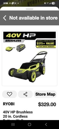 RYOBI 40VOLT HP HIGH PERFORMANCE TECHNOLOGY  PUSH MOWER KIT 100% NEW 