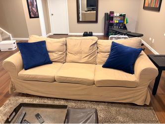 IKEA EKTORP 3-Seat Sofa (7 ft) — Beige, Washable Cover
