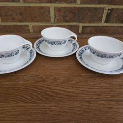 Corelle "Old Town Blue" Tea Cups and Saucer Plates