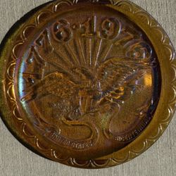 Vintage Bicentennial Glass Plate – 1776–1976 Eagle Design