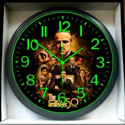 The Godfather Marlon Brando Al Pacino Music Studio Lounge Glow In The Dark Wall Clock New!