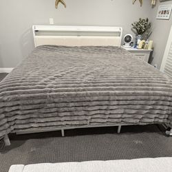 King Size Bed Frame w/ LED & charging Station