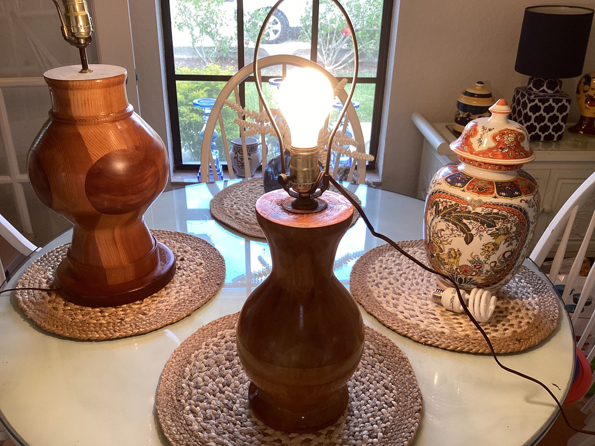 Vintage MCM Turned Wood Lamp