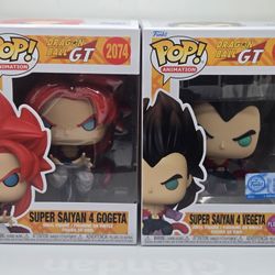 Funko Pop! Dragon Ball GT SS4 Vegeta (Flocked) & SS4 Gogeta (Common) Lot of 2