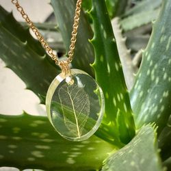 Leaf Skeleton In Resin Necklace
