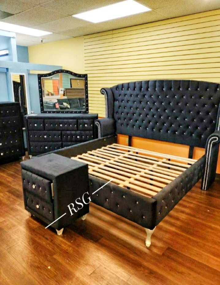 Queen, King Bedroom Set Mattress Sold Separately 💛$39 Down Payment with Financing ⭐ 90 Days same as cash