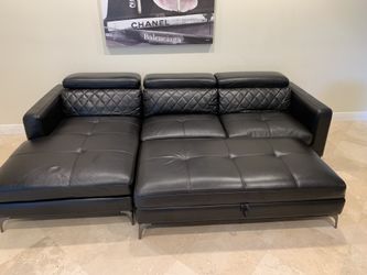 Black leather couch
