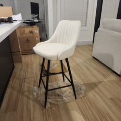 Counter Height Bar Stools Set of 3, 26'' Swivel Modern Barstools with armrests and Metal Legs, Upholstered 