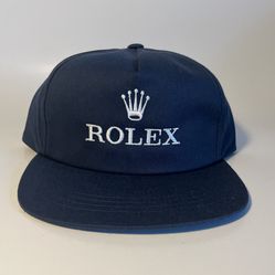 Vintage Navy Blue Rolex Club Watches Logo Hat, Old Money Y2K Luxury 