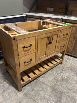 42” Solid Wood Bathroom Vanity Cabinet with Stone Countertop (No Top )