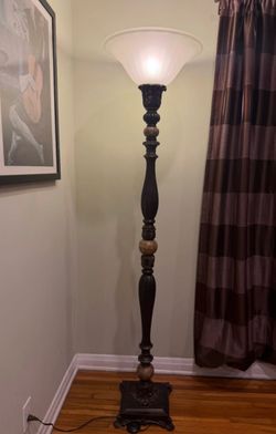 Allen + Roth Floor Lamp with Glass Shade