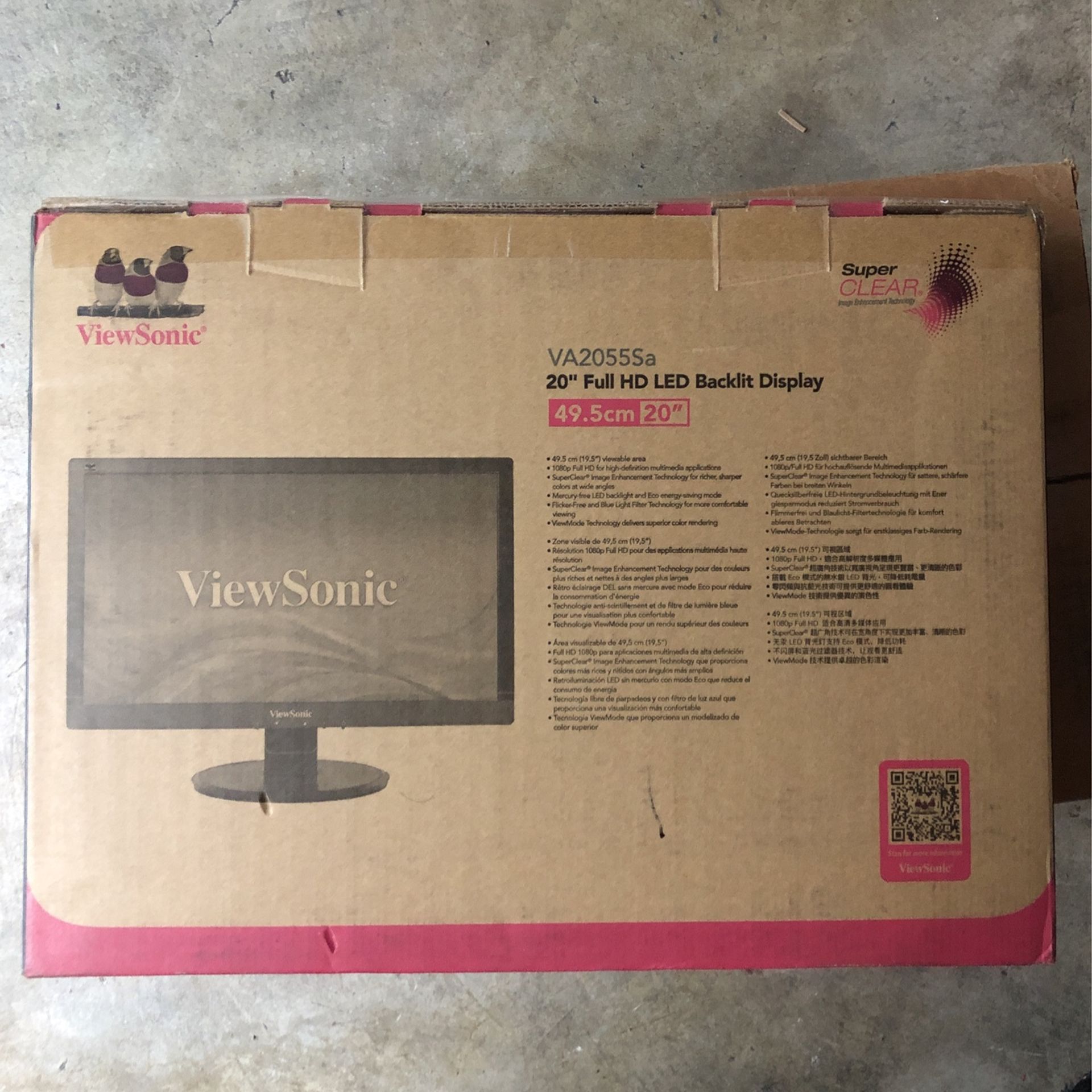Viewsonic 20” Full HD LED Backlit Monitor Brand New