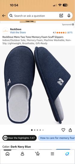 RockDove Men's Memory Foam Scuff Slippers size 11/12