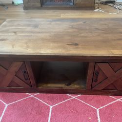 Solid Wood Coffee Table With Cabinets