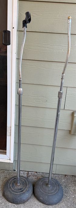 Vintage Heavy-Duty Microphone Stands with Gooseneck