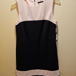 Tommy Hilfiger Women's Sz 6 Midi Tea Dress In Pale Pink Black