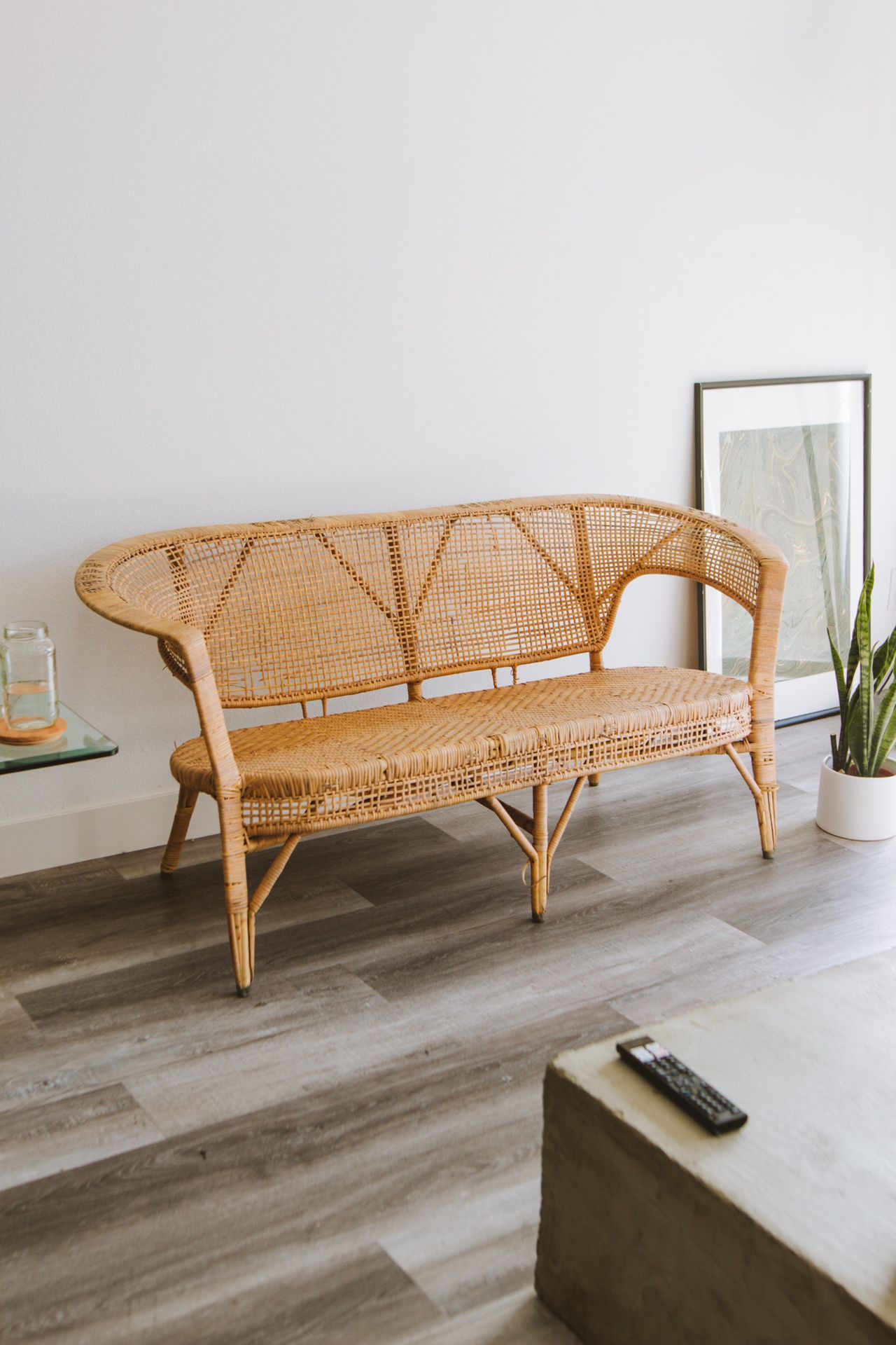 Vintage Wicker Bench