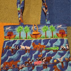 Noah's Ark Blue Tote Shoulder Bag