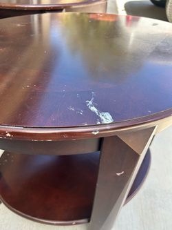Round Mahogany Wood Side Table