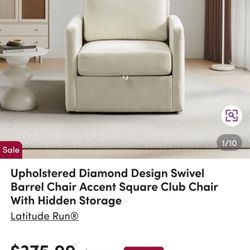 Upholstered Diamond Design Swivel Barrel Chair Accent Square Club Chair 