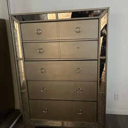 Mirrored Dresser And Night Stand 