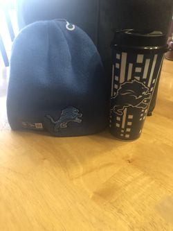 Detroit Lions beanie and cup