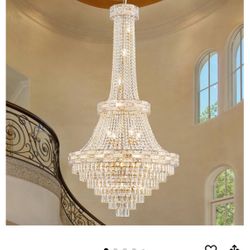 25-Light Large Gold Crystal Chandelier 