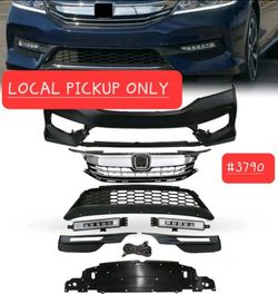 ➿️ For 2016-2017 Honda Accord Front Bumper Cover Upper Lower Grill Fog Lights #3790
