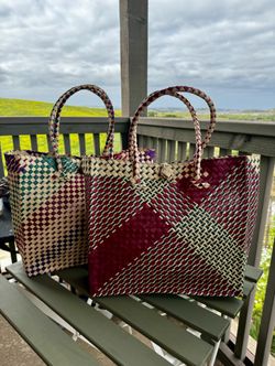 Eco-friendly, handwoven, natural double strand buri tote bag, banig bag