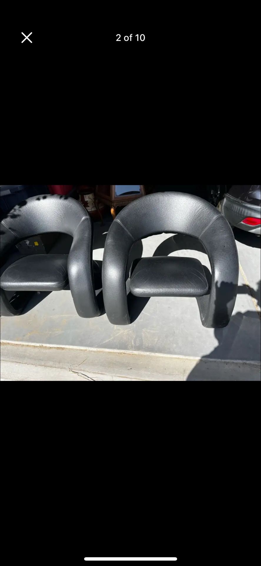 Post Modern Pair Of Black Ostrich Print Vinyl Jaymar Chairs .