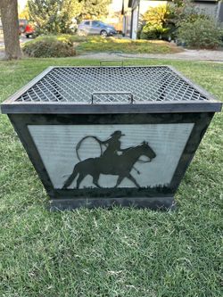 Western Theme Fire Pit With grill Top
