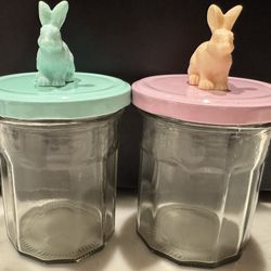 2 Bunny Easter Mason Candy Jars