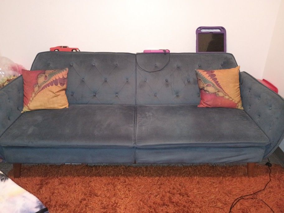 Teal Blue Futon/Couch/Sofa That Lays Flat