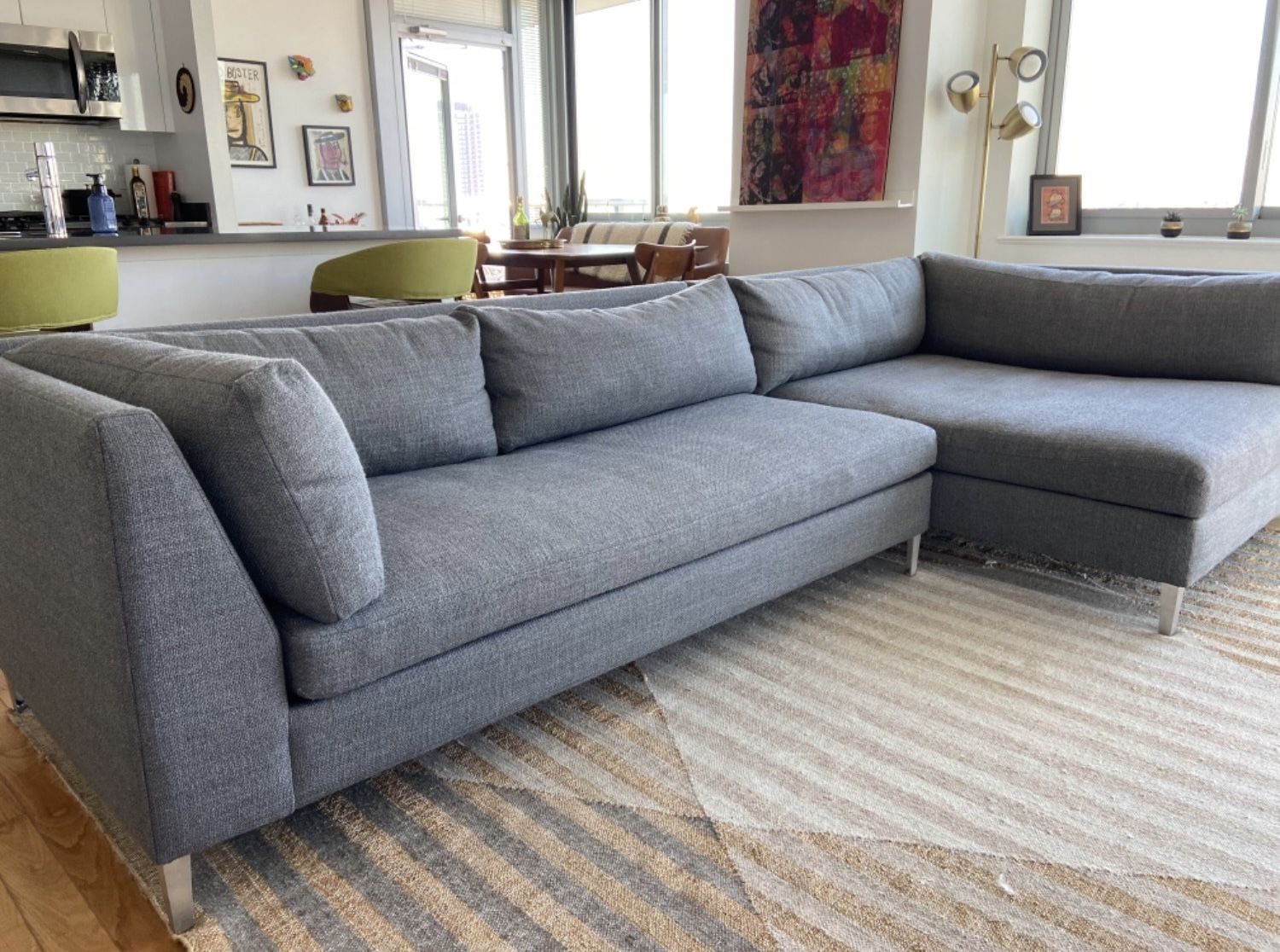 CB2 Gray Decker 2 Piece Sectional Sofa Couch - π DELIVERY AVAILABLE