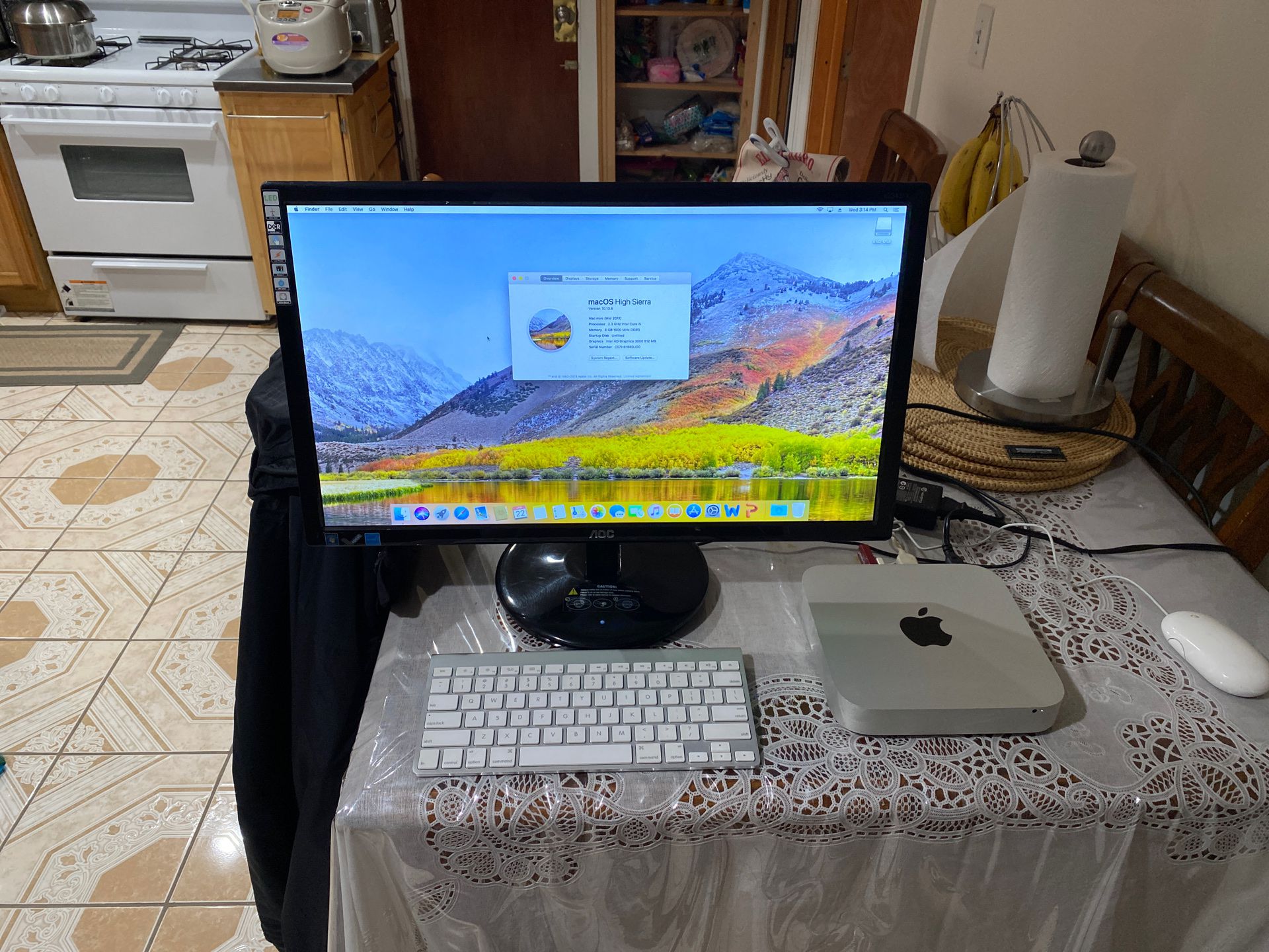 Mac mini with 23inch monitor and keyboard and mouse