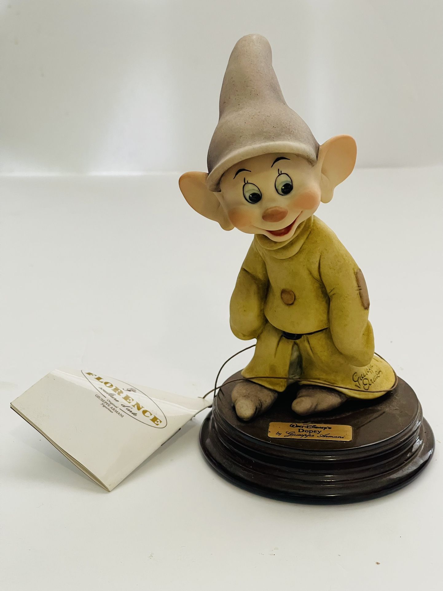 SIGNED Florence Guiseppe Armani Walt Disney's Snow White and The Seven Dwarfs “Dopey” Figurine 