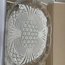 Serving tray Crystal Godinger 16 inch  handled tray NIB