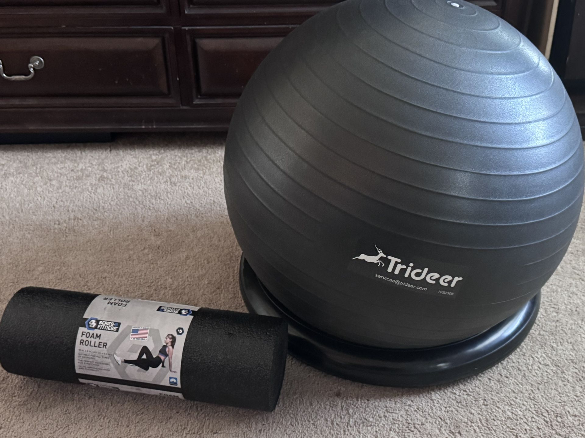 Exercise Ball/base and Foam Roller