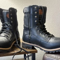 MILWAUKEE LEATHER MEN'S LACE TO TOE LOGGER BOOTS - ROUND TOE