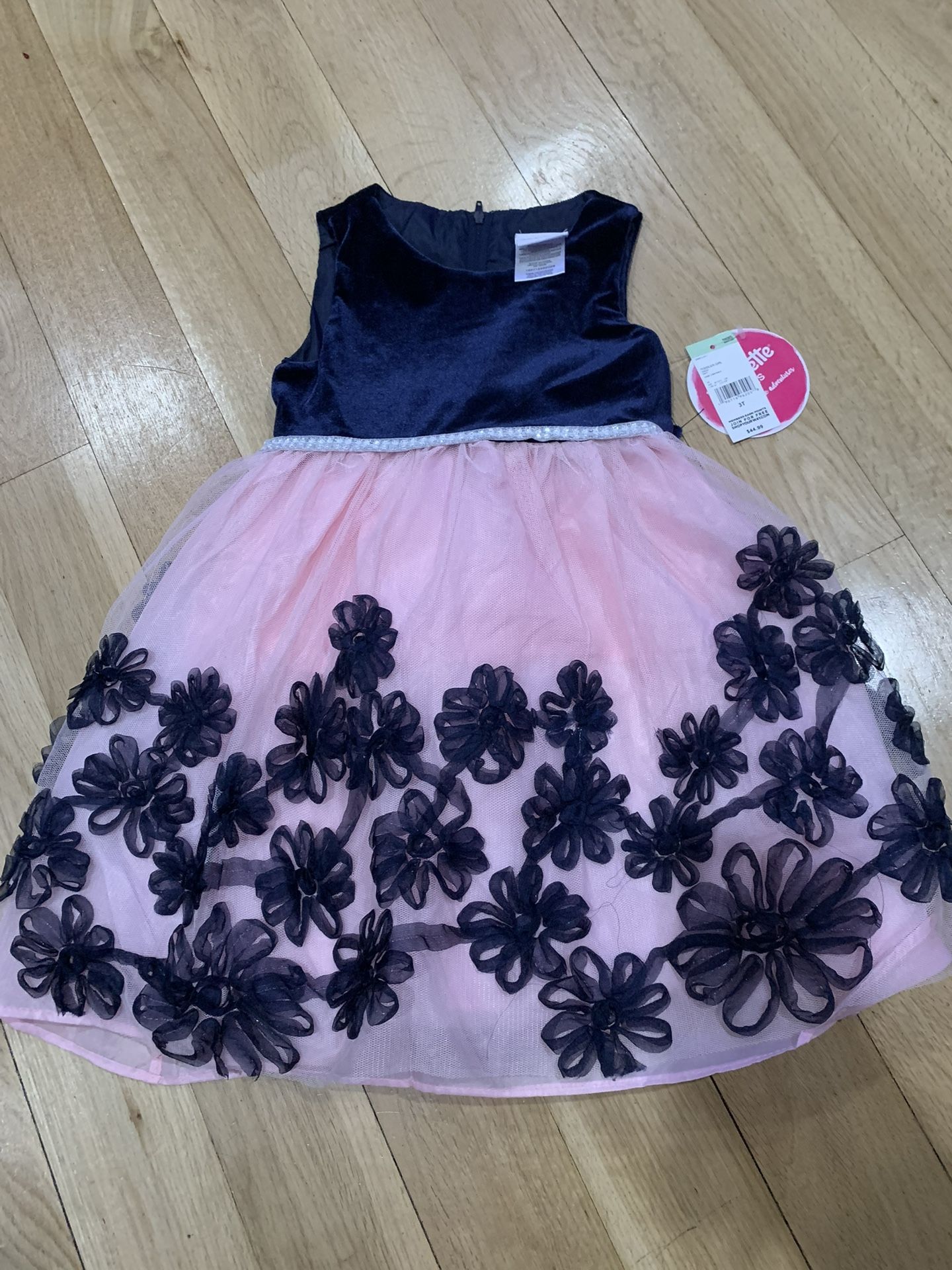 3T Dress Navy Blue And Baby Pink Nannette Dress