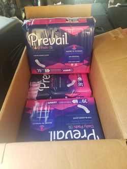 Prevail 39 count long daily pads for bladder leak. 2 new pack and another pack missing 2.