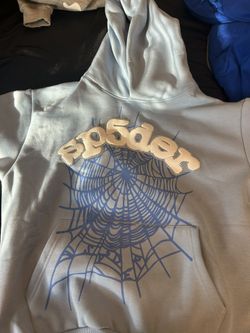 blue sp5der hoodie size small