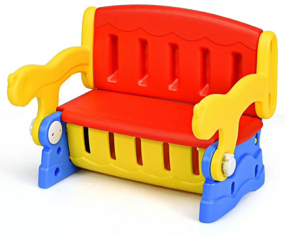 3-in-1 Multifunction Armchair Toddler Learning Table Red or Blue desk playtime dinner time