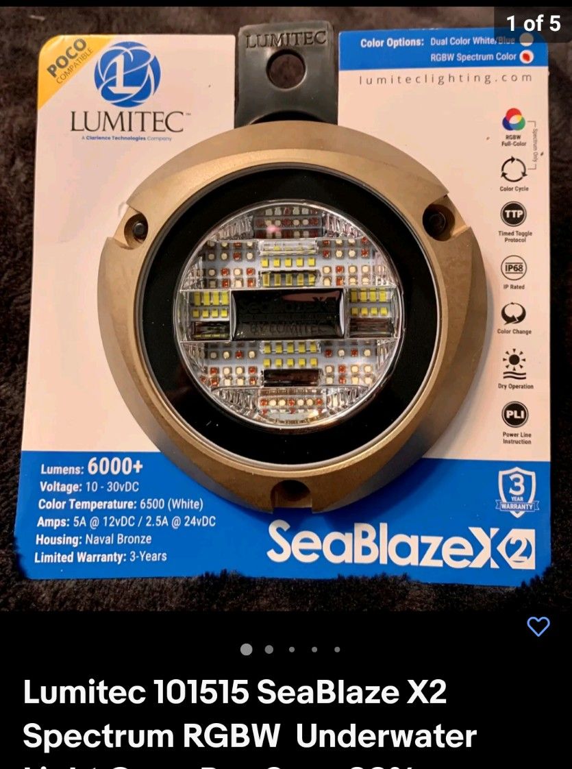 Lumitec Seablaze X2 SPECTRUM RGBW LED Underwater Light Open Box Save 33%